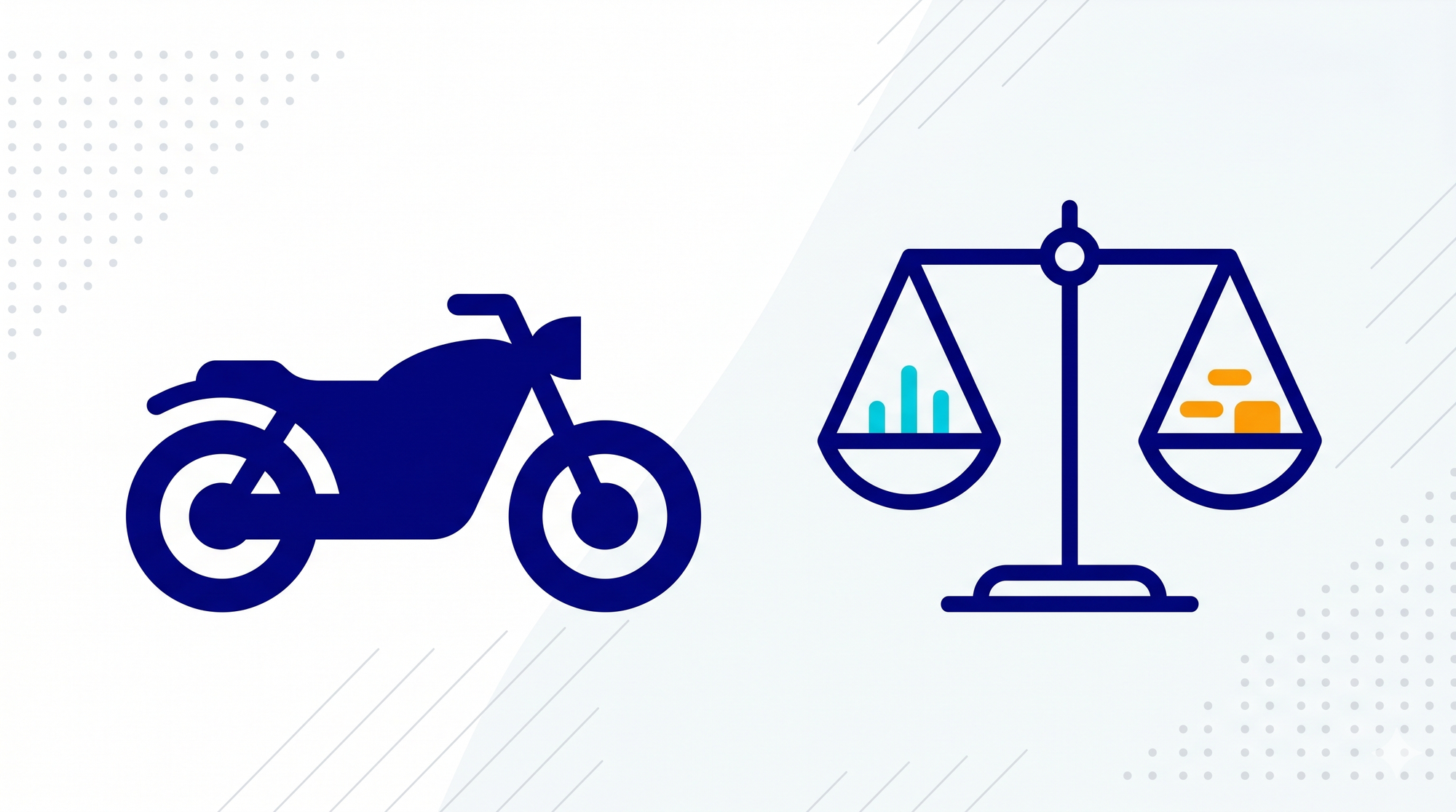 Ilustración de una motocicleta junto a una balanza, símbolo del análisis técnico de la propuesta sobre el SOAT para motos en Colombia